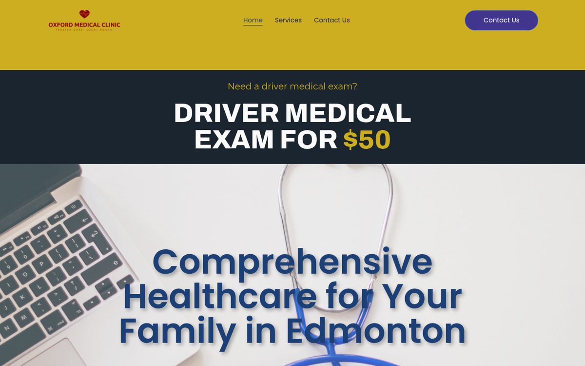 Oxford Medical Clinic website homepage