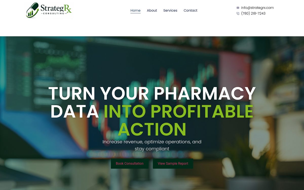 StrategRx Consulting website homepage